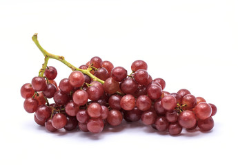 Ripe red grape on white background