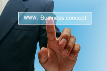 Man hand pressing touch screen on  business concept