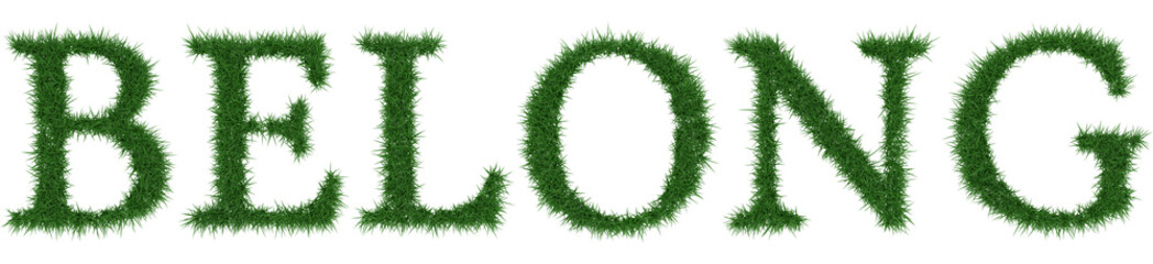 Belong - 3D rendering fresh Grass letters isolated on whhite background.