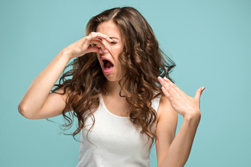 The portrait of disgusted woman