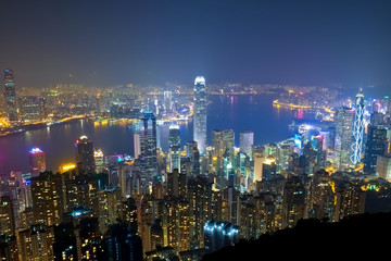 Fototapeta na wymiar 香港 ビクトリアピーク 遊歩道からの夜景 Hongkong Nightview
