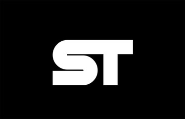 ST S T black white bold logo combination icon alphabet design