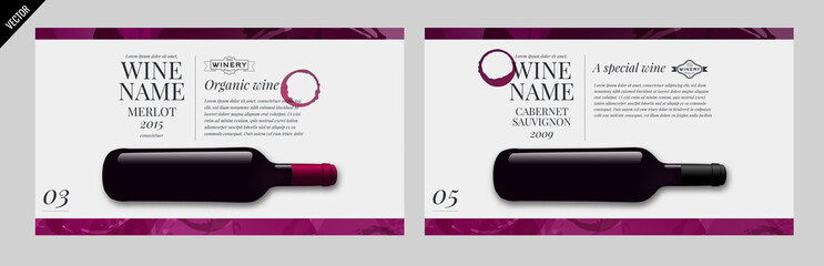Idea design for catalog, magazine or presentation for wine bottles. 