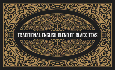 Label with baroque frame for packing or other works.
