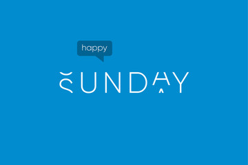 Happy sunday logo with capitals letters in movement. Editable vector design.