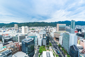 Naklejka premium 神戸 六甲山と山の手の町並み