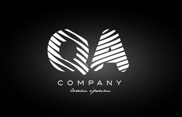 QA Q A letter alphabet logo black white icon design