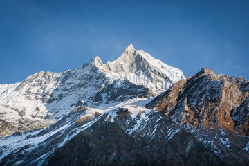 Fototapeta premium View of the Machapuchare, on the Annapurna Base Camp Trek, Nepal