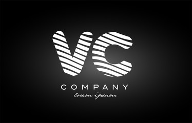VC V C letter alphabet logo black white icon design