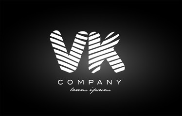 VK V K letter alphabet logo black white icon design