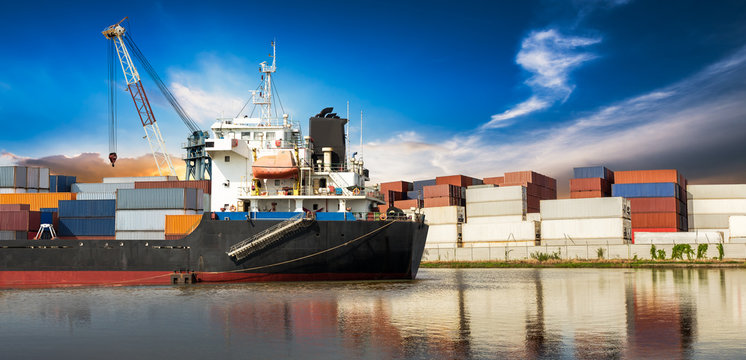 Industrial container in ocean ship