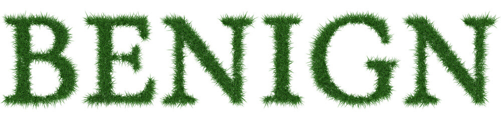 Benign - 3D rendering fresh Grass letters isolated on whhite background.