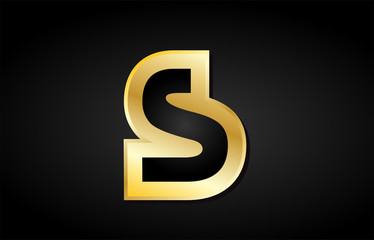 S gold golden letter logo icon design
