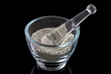 Composition with cosmetic clay for spa treatments in glass mortar