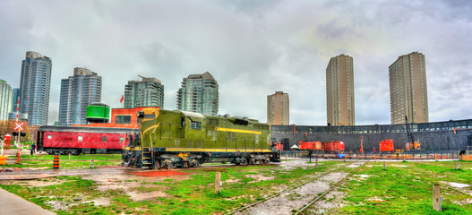 Old diesel locomotive in Roundhouse Park, Toronto
