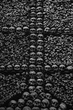 Real skulls and bones at San Bernardino alle Ossa church