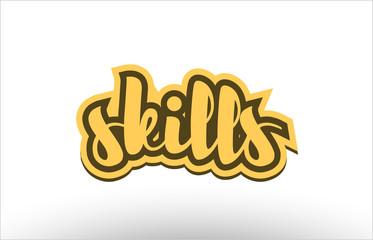 skills yellow black hand written text postcard icon