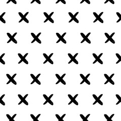 Seamless pattern with painted crosses. Vector abstract background in minimalistic style