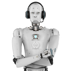 Naklejka premium humanoid robot with headset