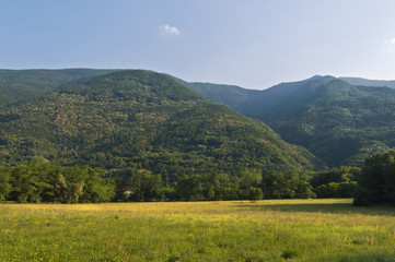 Fototapeta na wymiar Prati verdi montagna