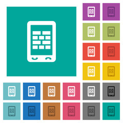 Mobile firewall square flat multi colored icons