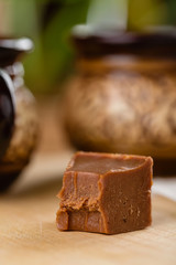 Homemade chocolate fudge with banana flavor