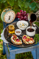 Grape Bruschetta Served for Breakfast