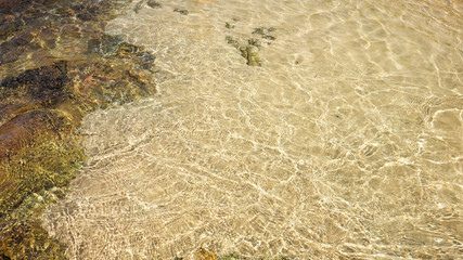 Sea Water with Sand and Ripples Background.