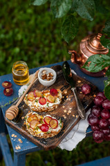 Grape Bruschetta Served for Breakfast