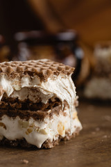 homemade traditional italian nougat with nuts
