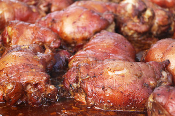 Pork leg meat cooking