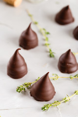 Homemade praline chocolate candies