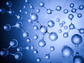 Glass molecules model science concept