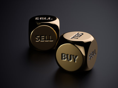 Buy sell golden dices on black