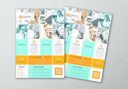 Business Flyer Layout with Blue and Orange Accents 1