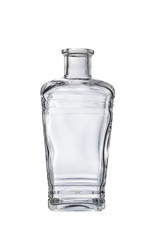empty glass square bottle on a white background