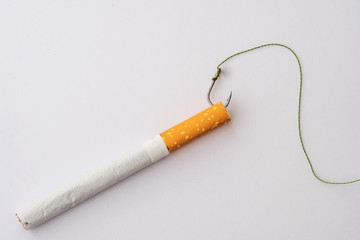 the cigarette caught by the hook