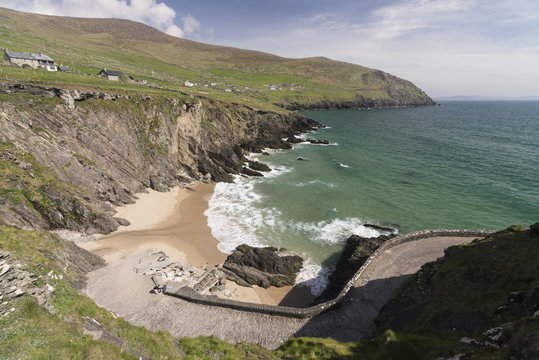 Beach at Dunqun Pier, Dingle Peninsula, Co.Kerry, Munster, Ireland, Europe.