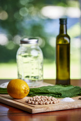 canning vegetables on a kitchen table