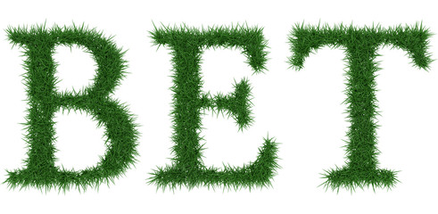 Bet - 3D rendering fresh Grass letters isolated on whhite background.
