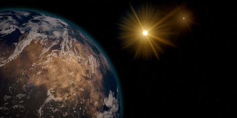 Extremely detailed and realistic high resolution 3D illustration of an Exoplanet. Shot from Space. Elements of this image are furnished by Nasa.