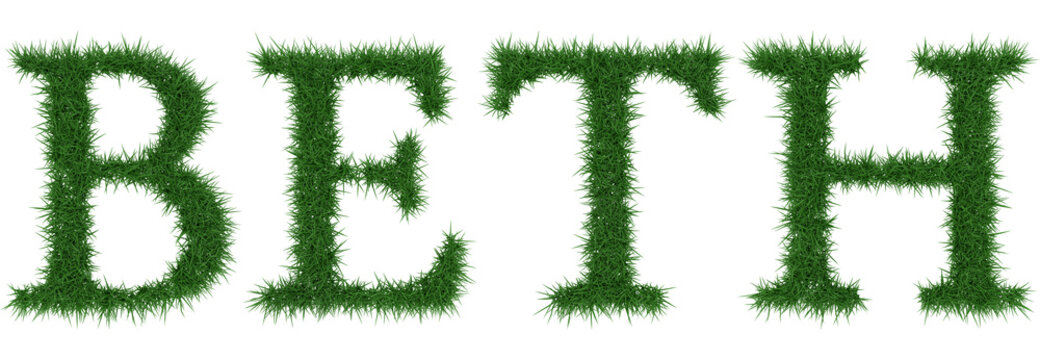 Beth - 3D rendering fresh Grass letters isolated on whhite background.