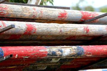 Old wooden barriers for equestrian sports