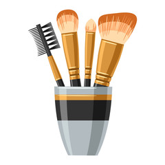 Set of brushes for make up. Illustration of object on white background in flat design style