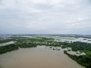 Aerial view of Clear Lake in League city near i45 between 518 and Nasa Road 1 during Hurricane Harvey 