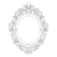 Vintage oval graphical frame in antique style. Vector.