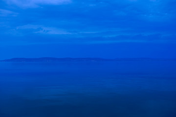 blue after sunset at Balaton lake - end of summer, low light, long exposure