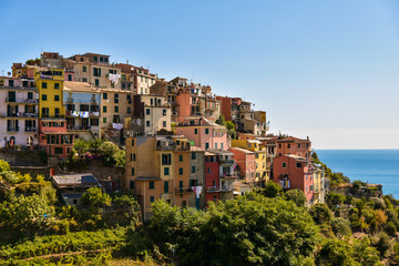 Fototapeta na wymiar Beautiful view of Cinque Terre Park, summer 2017