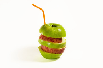 Mixed Green and Red Apple with juice straw