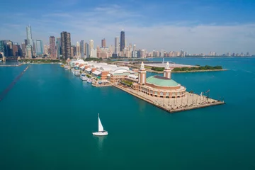 Fotobehang Aerial shot Chicago Navy Pier © Felix Mizioznikov